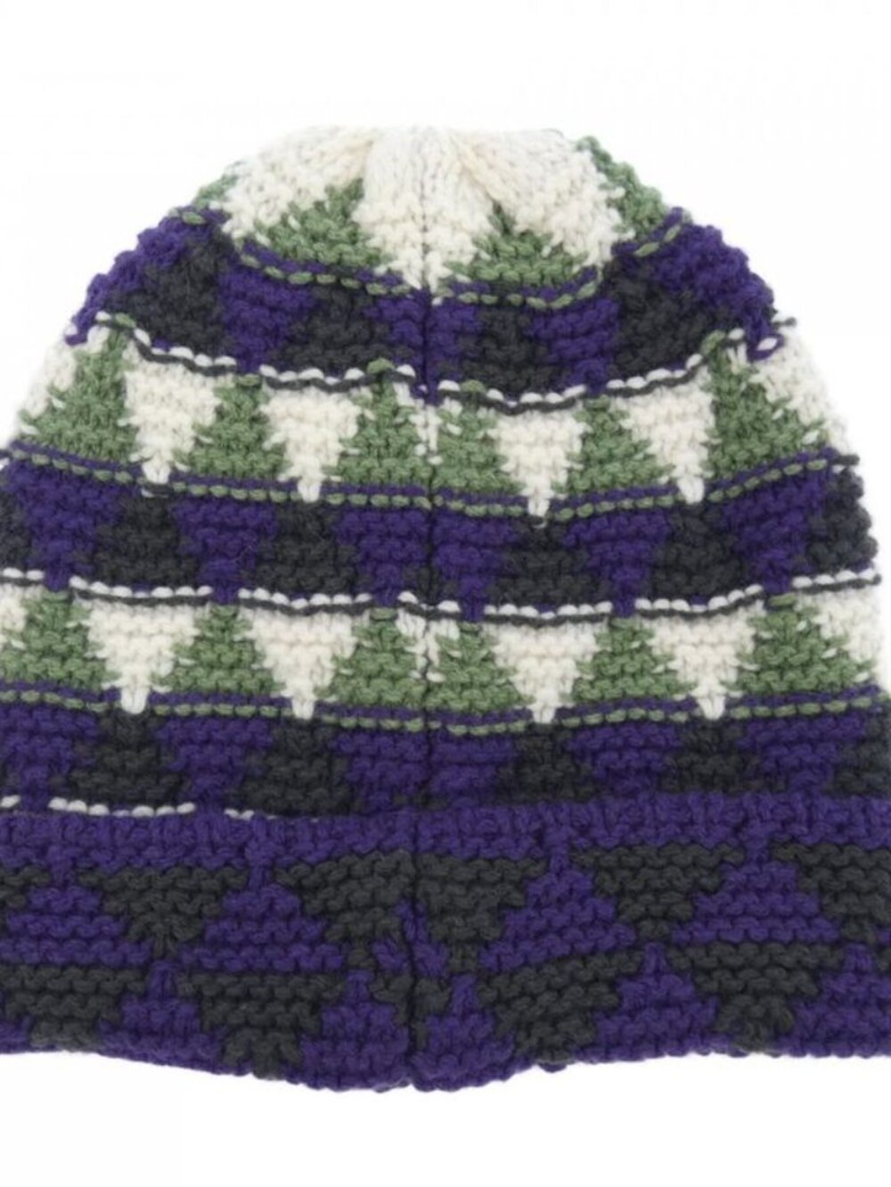 Prada Triangle Logo Knit Cap Purple Green Beige - Picture 2 of 4